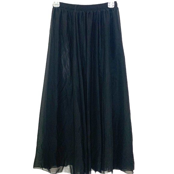 Lace Girl Chifon Overlay Pleated Skirt Black Size Small Medium - Picture 1 of 11